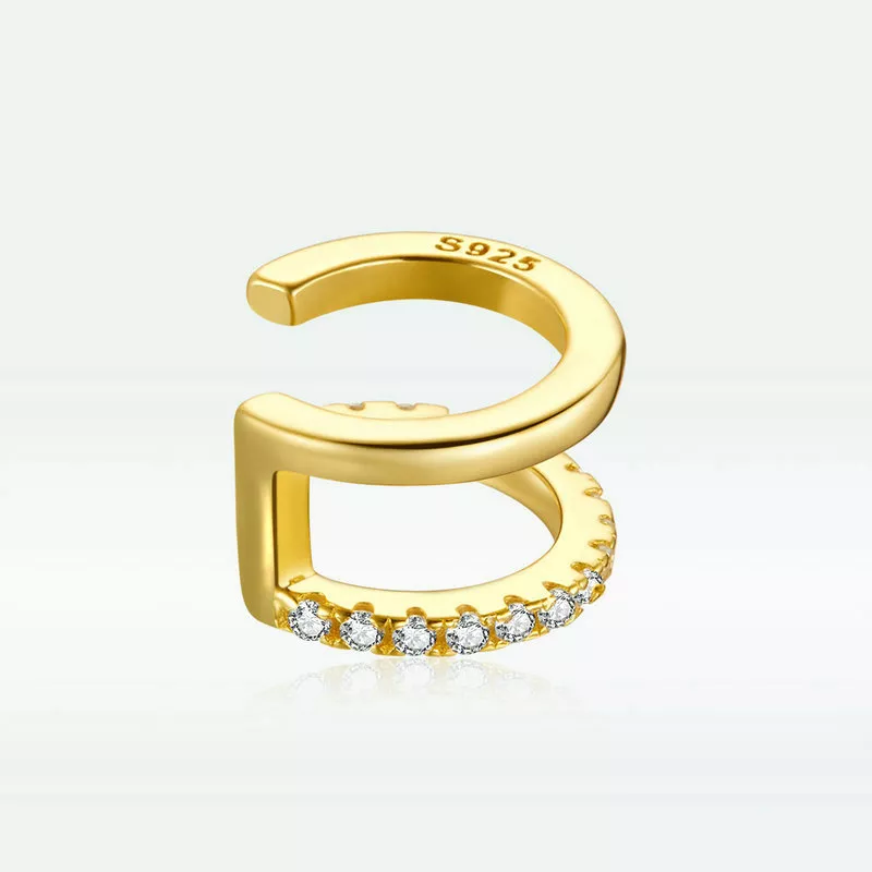 (imagen para) Estilo Pandora 18ct Chapado en Oro Pendiente de Clip Simple - SCE994-B - Ver 2