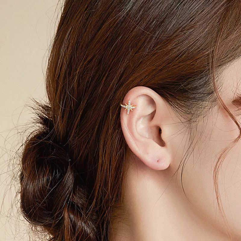 (imagen para) Estilo Pandora Clip de Oreja Polar de Plata de Ley Chapada en Oro de 18 quilates - Ver 2