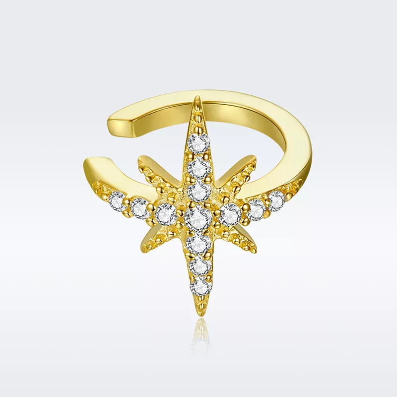 (imagen para) Estilo Pandora Clip de Oreja Polar de Plata de Ley Chapada en Oro de 18 quilates - Ver 3