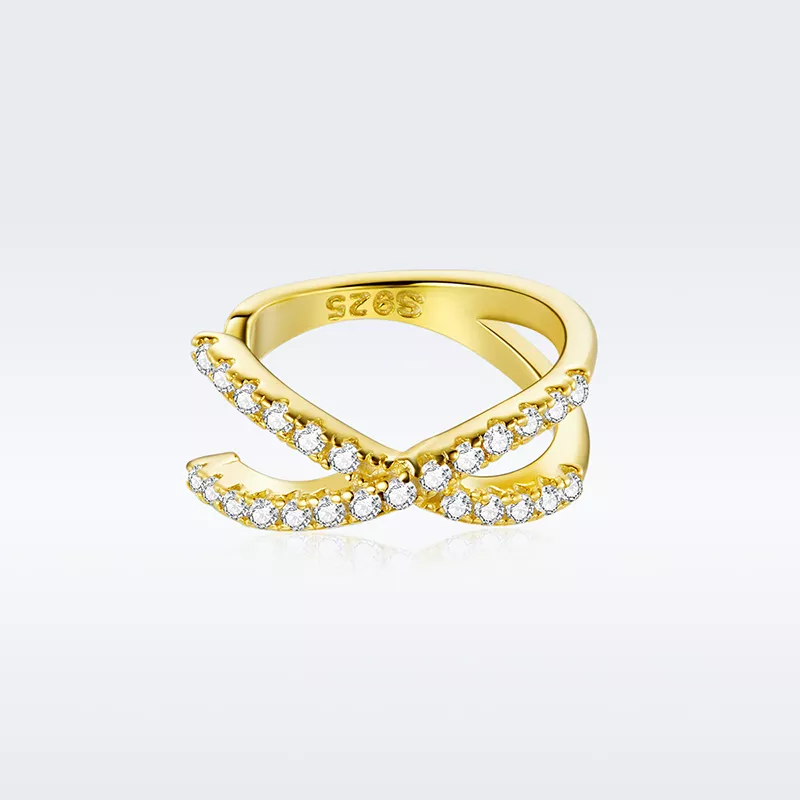 (imagen para) Estilo Pandora, Pendiente de Clip en Cruz Bañado en Oro de 18ct - SCE997-B - Ver 3