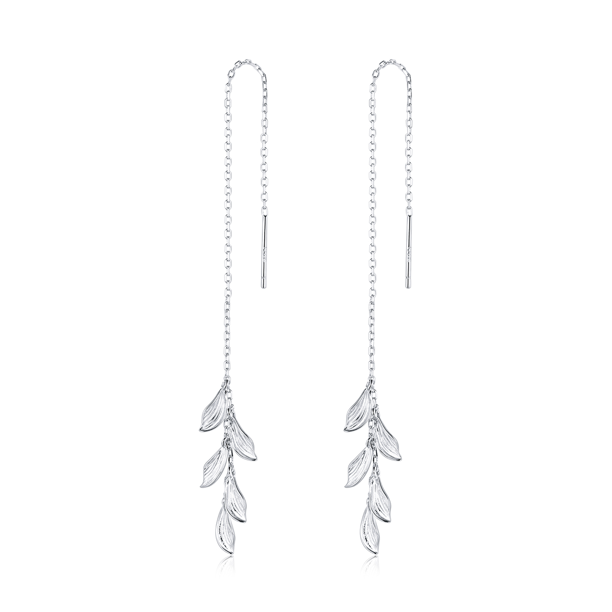 pendientes colgantes de hojas de plata estilo pandora sce987
