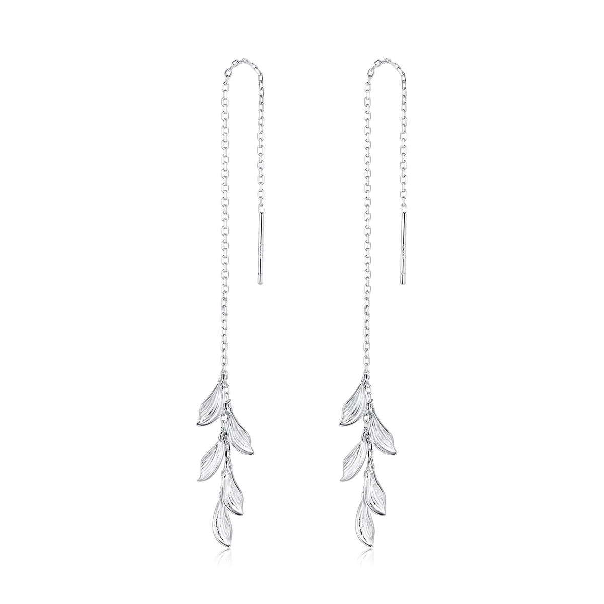 pendientes colgantes de hojas de plata estilo pandora sce987