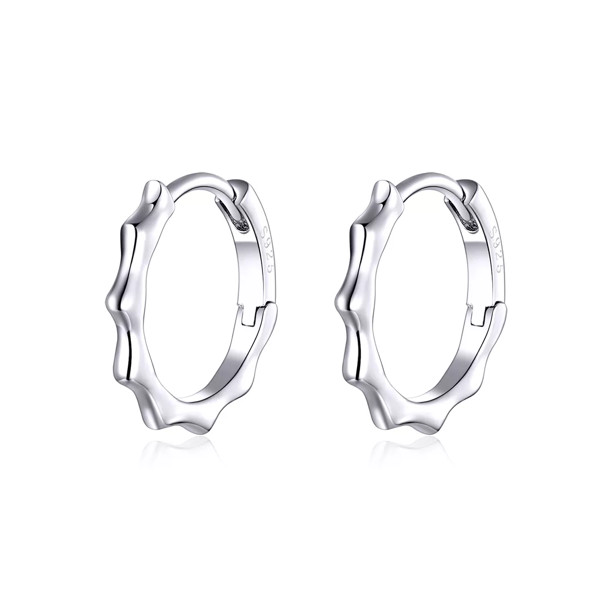 pendientes de aro de línea simple en plata al estilo pandora sce843