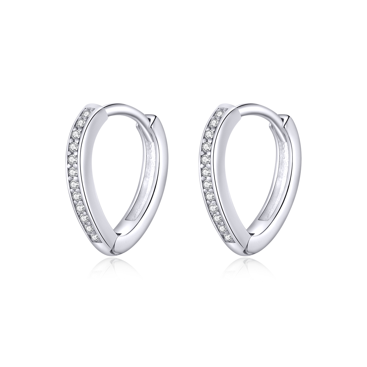 pendientes de aro en forma de corazón de plata con estilo pandora sce868
