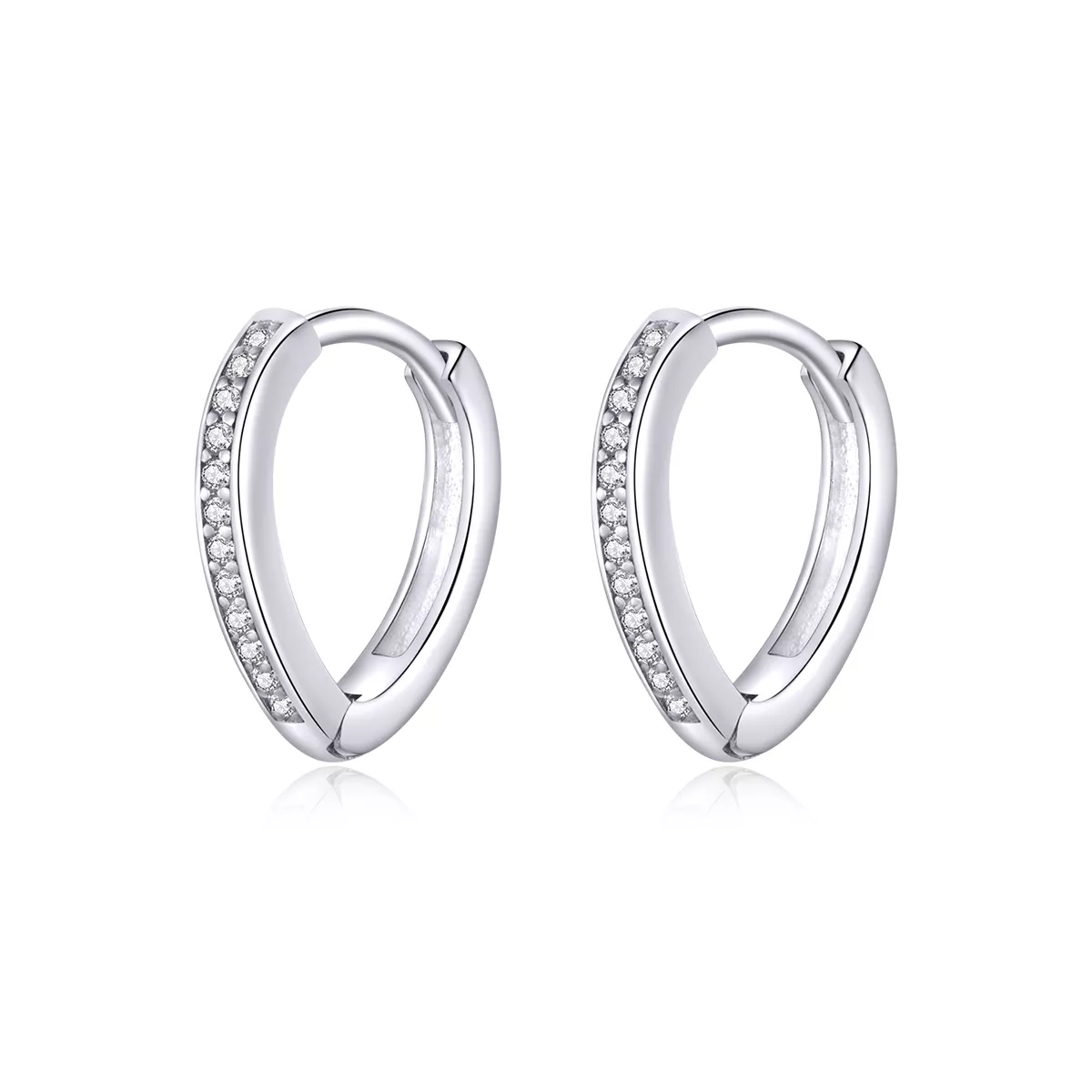 pendientes de aro en forma de corazón de plata con estilo pandora sce868