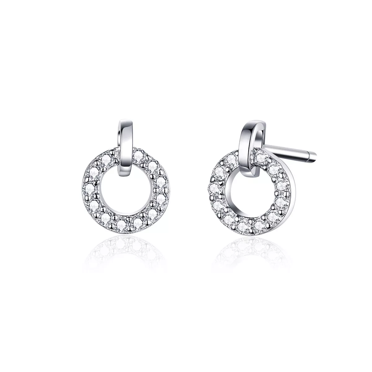 pendientes de botón estilo pandora de plata con pequeño círculo sce767