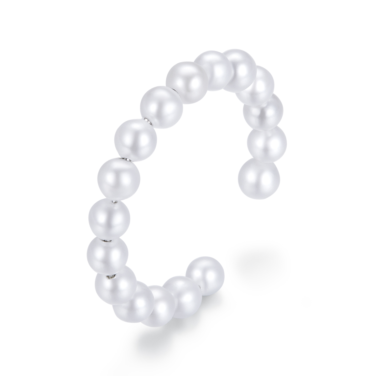 pendientes de clip plateados estilo pandora con perla simple sce1010