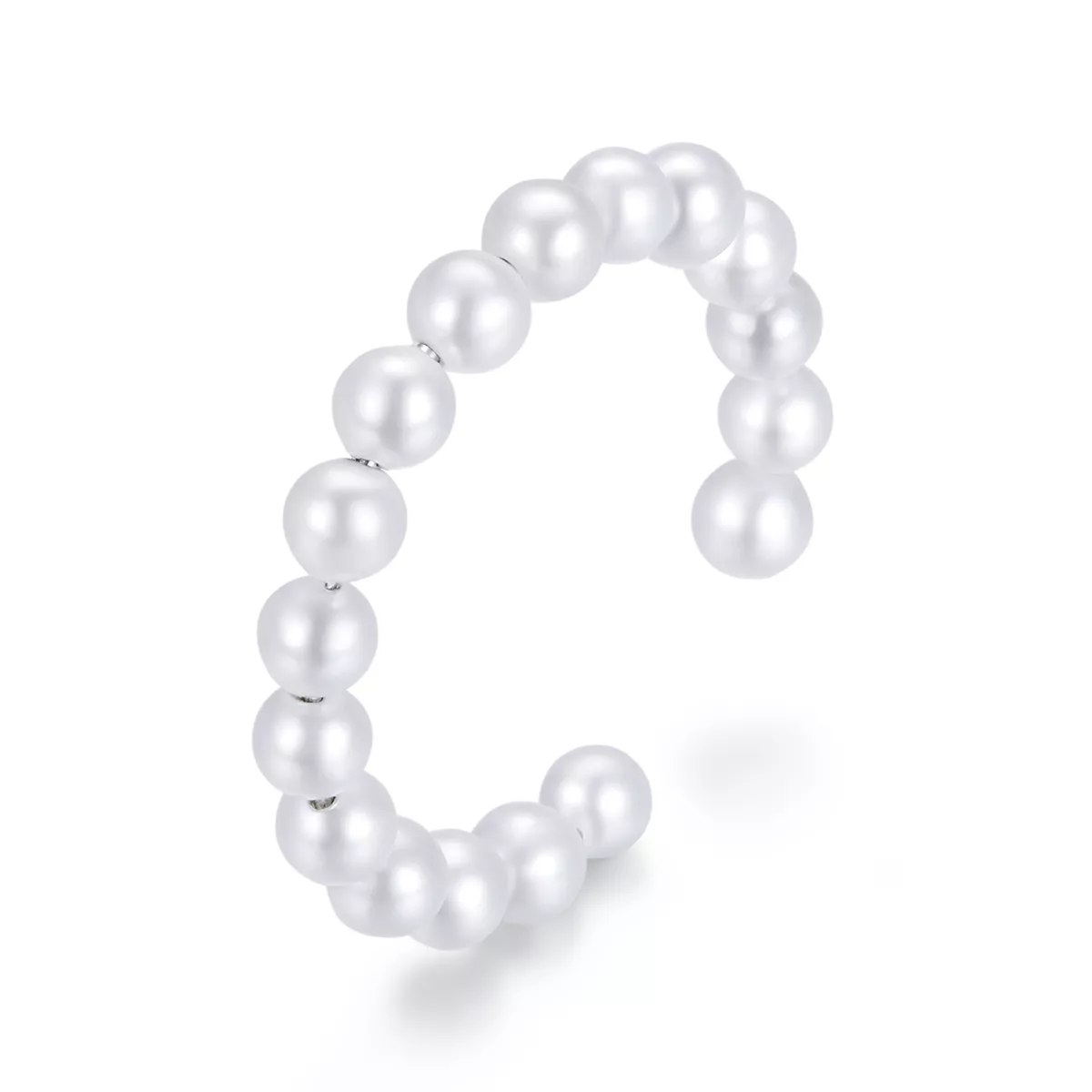 pendientes de clip plateados estilo pandora con perla simple sce1010