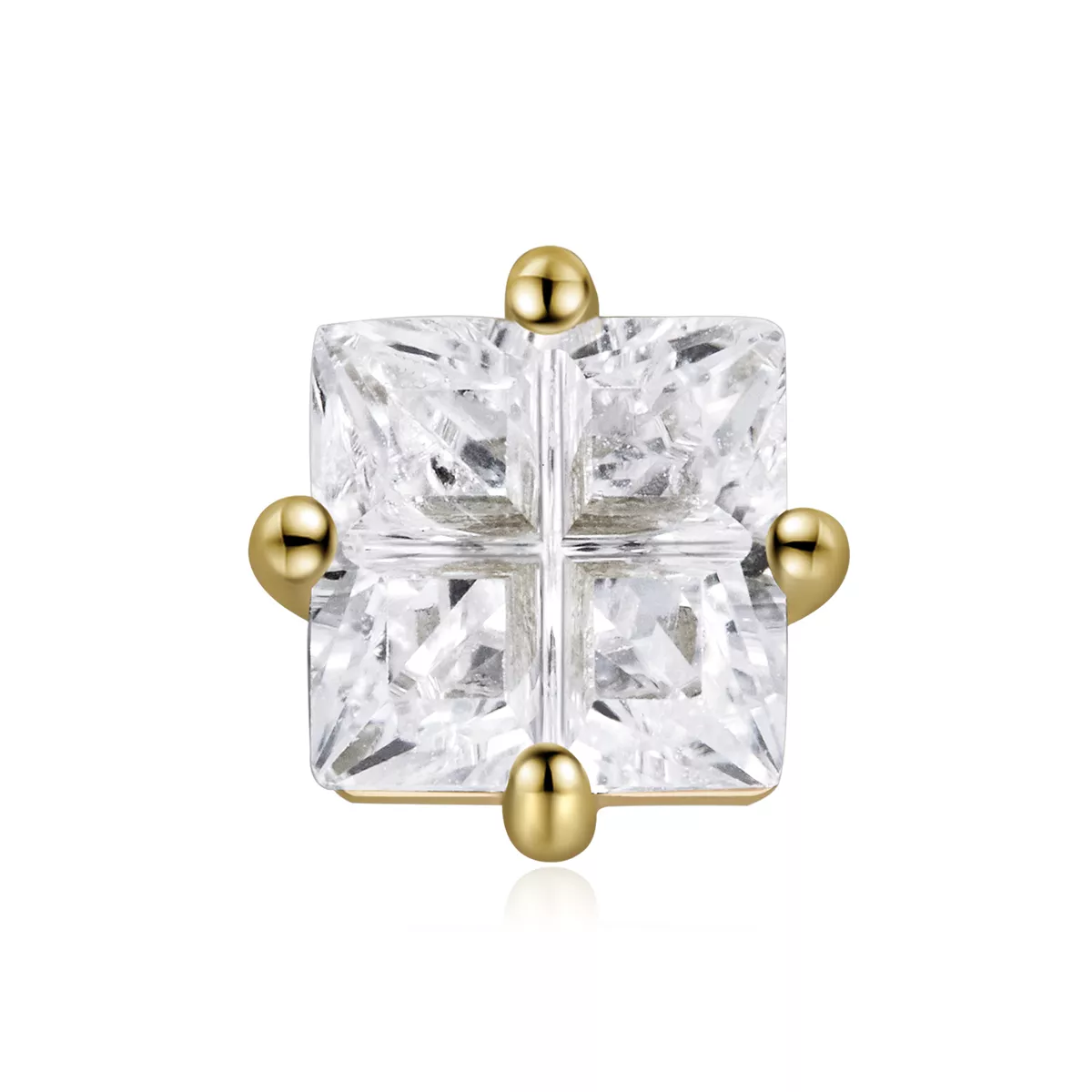 pendientes estilo pandora chapados en oro de 18 quilates con circonio cuadrado princesa sce1090