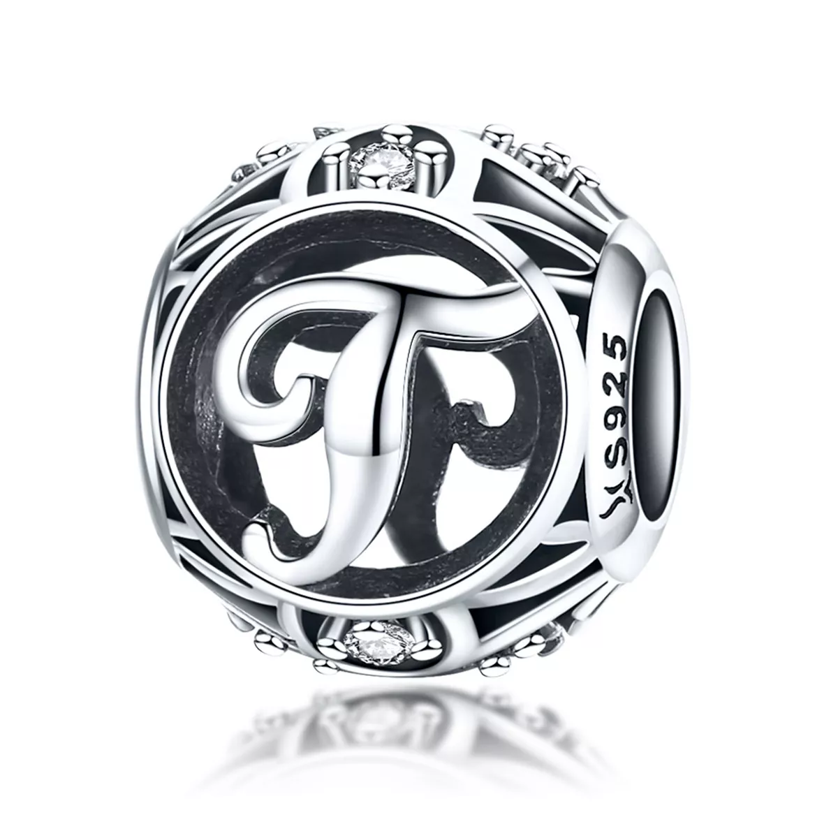 abalorio estilo pandora con letra t scc738 t