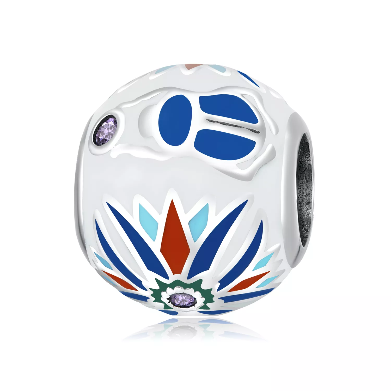 amuleto de estilo pandora con escarabajo y flor de loto scc2254