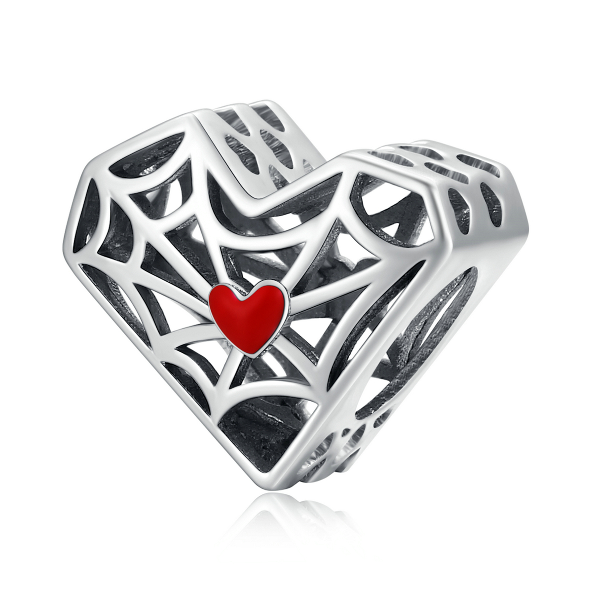charm de corazón estilo pandora con telaraña scc1958