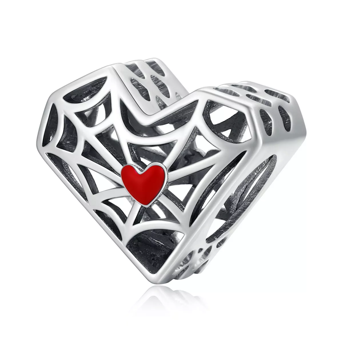 charm de corazón estilo pandora con telaraña scc1958