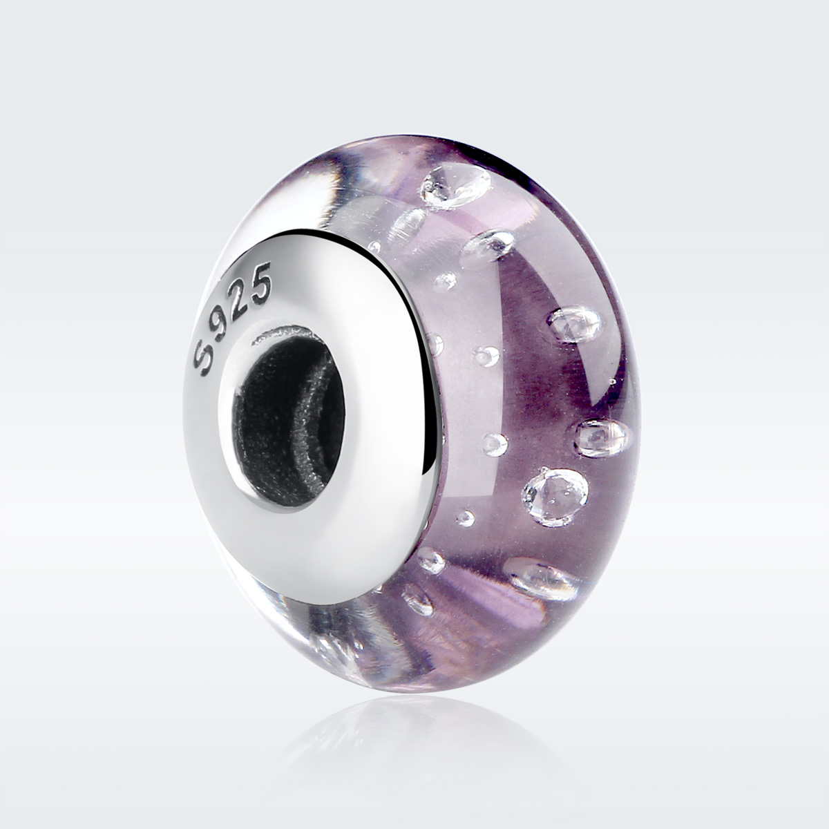 charm de vidrio morado estilo pandora scz001