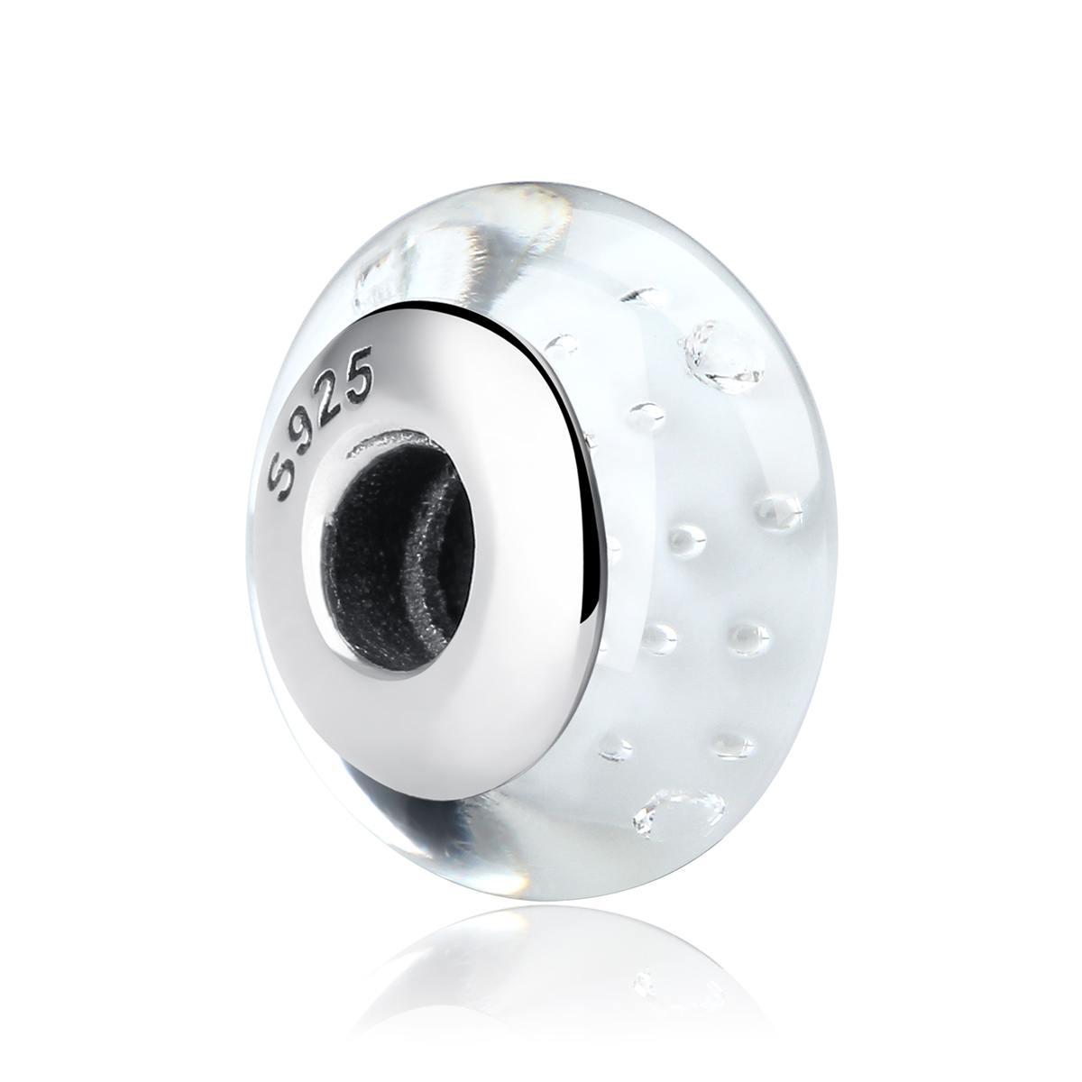 charm de vidrio murano blanco estilo pandora scz002
