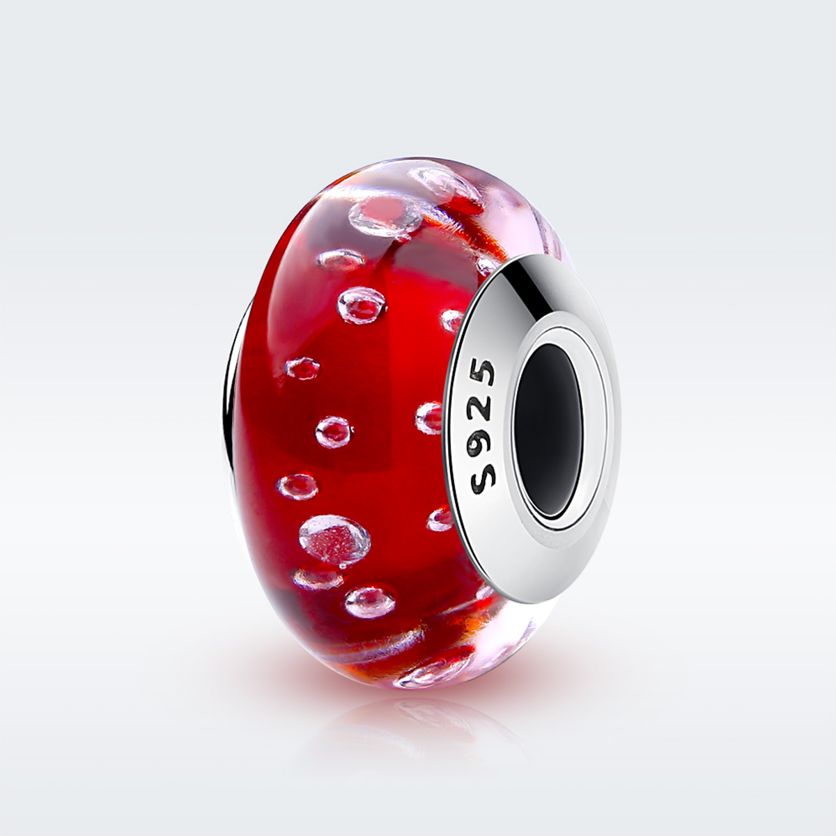charm de vidrio murano rojo estilo pandora scz027