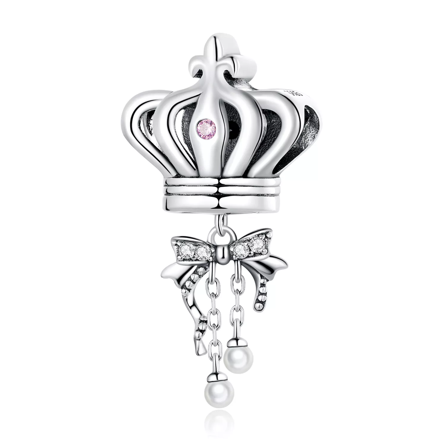 charm estilo pandora con corona y lazo scc2259