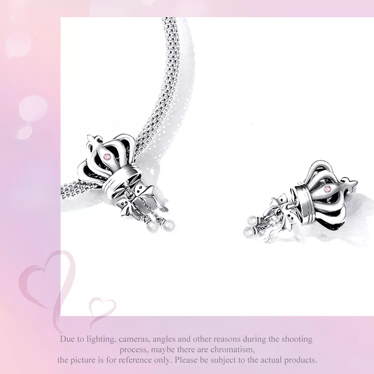 (imagen para) Charm estilo Pandora con corona y lazo - SCC2259 - Ver 3