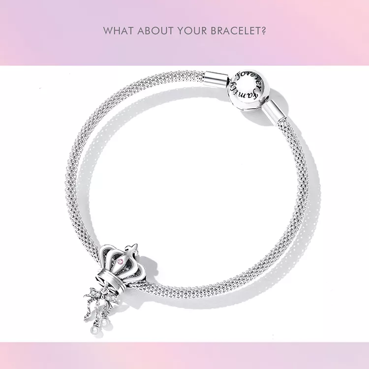 (imagen para) Charm estilo Pandora con corona y lazo - SCC2259 - Ver 8