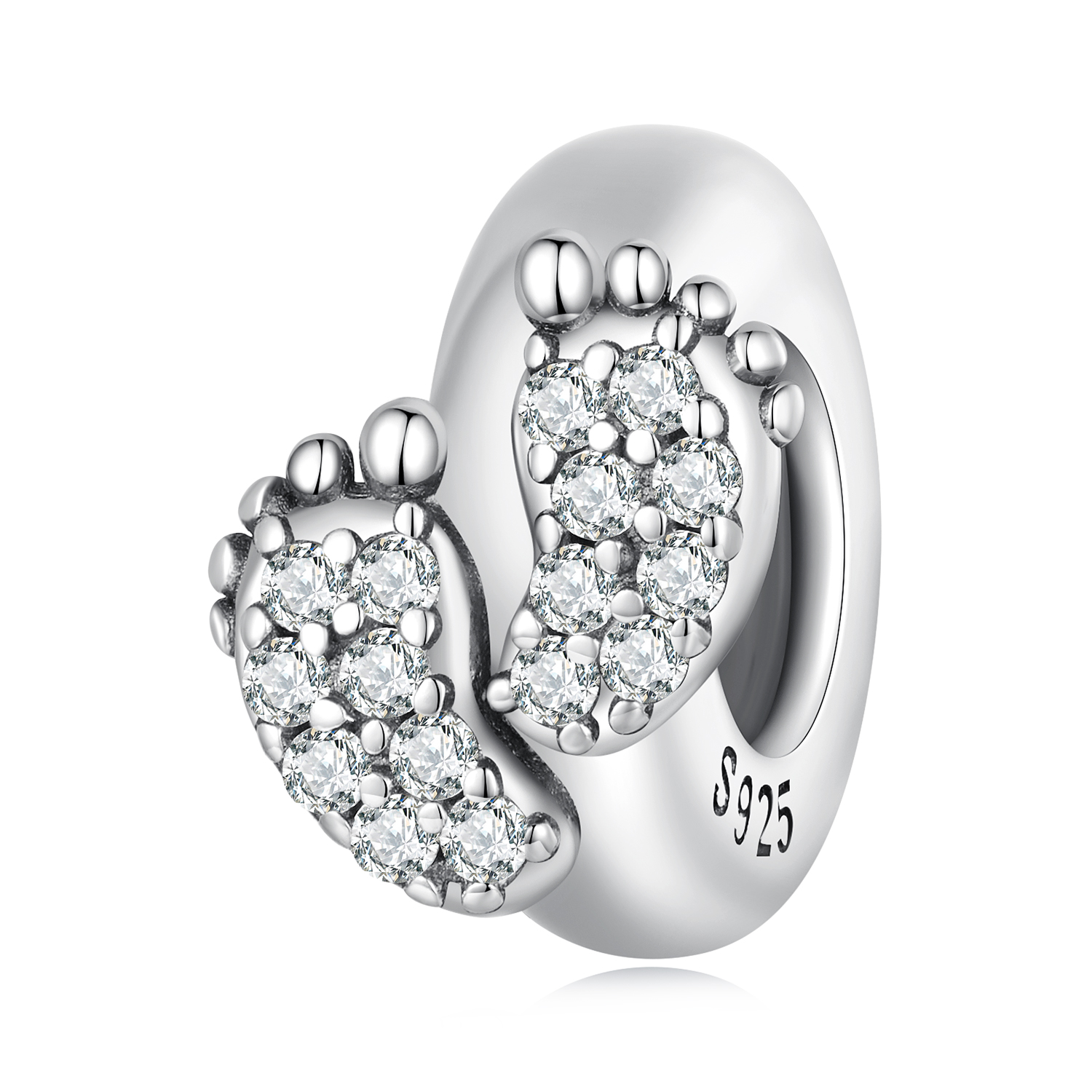 charm separador con estilo pandora de huellas de bebé bsc688