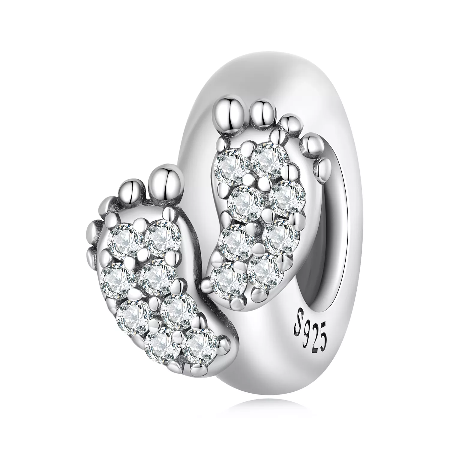 charm separador con estilo pandora de huellas de bebé bsc688