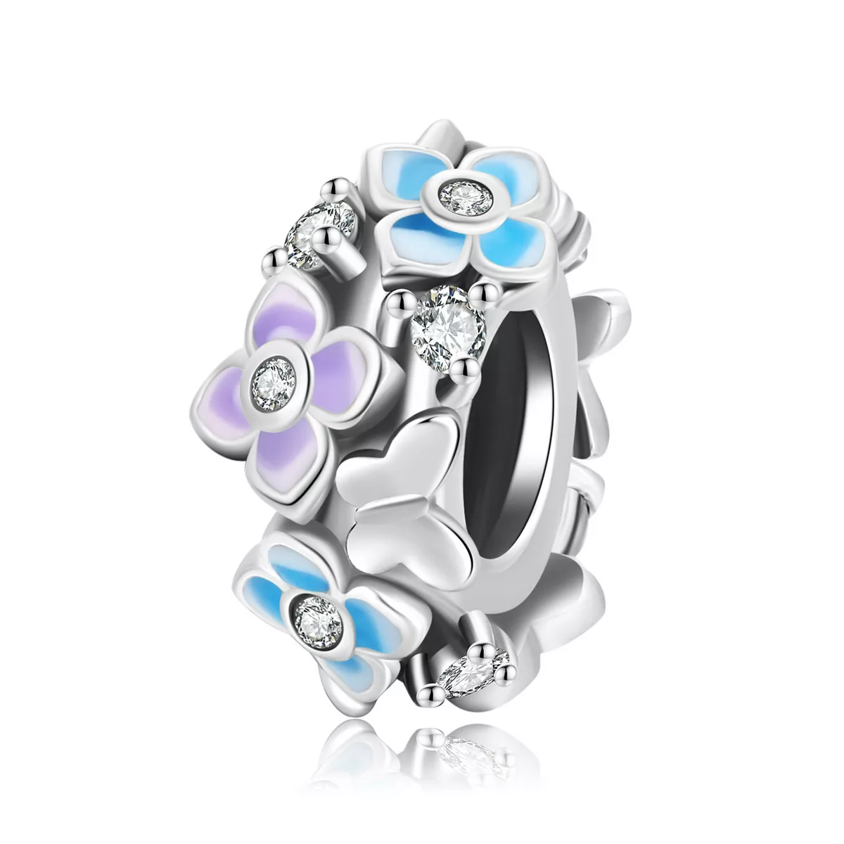 encanto de estilo pandora con mariposa y flor de amor scc2063