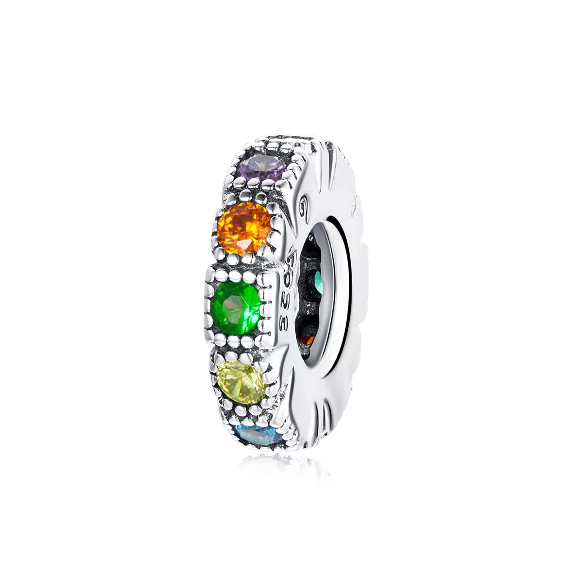 pandora estilo abalorio separador de piedra arcoíris bsc473