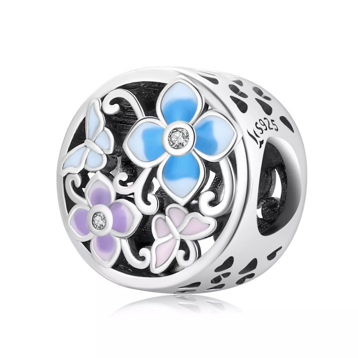 pandora estilo encanto de flores y mariposas scc2061