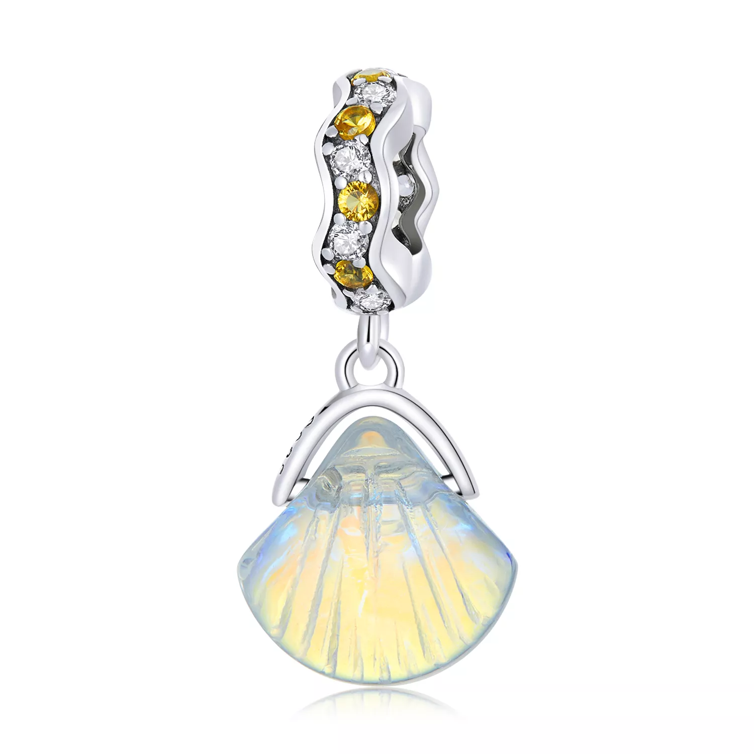 colgante de concha de vidrio estilo pandora scc2211