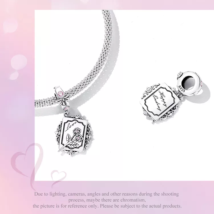 (imagen para) Colgante Invitación Rosa Estilo Pandora - SCC2262 - Ver 3