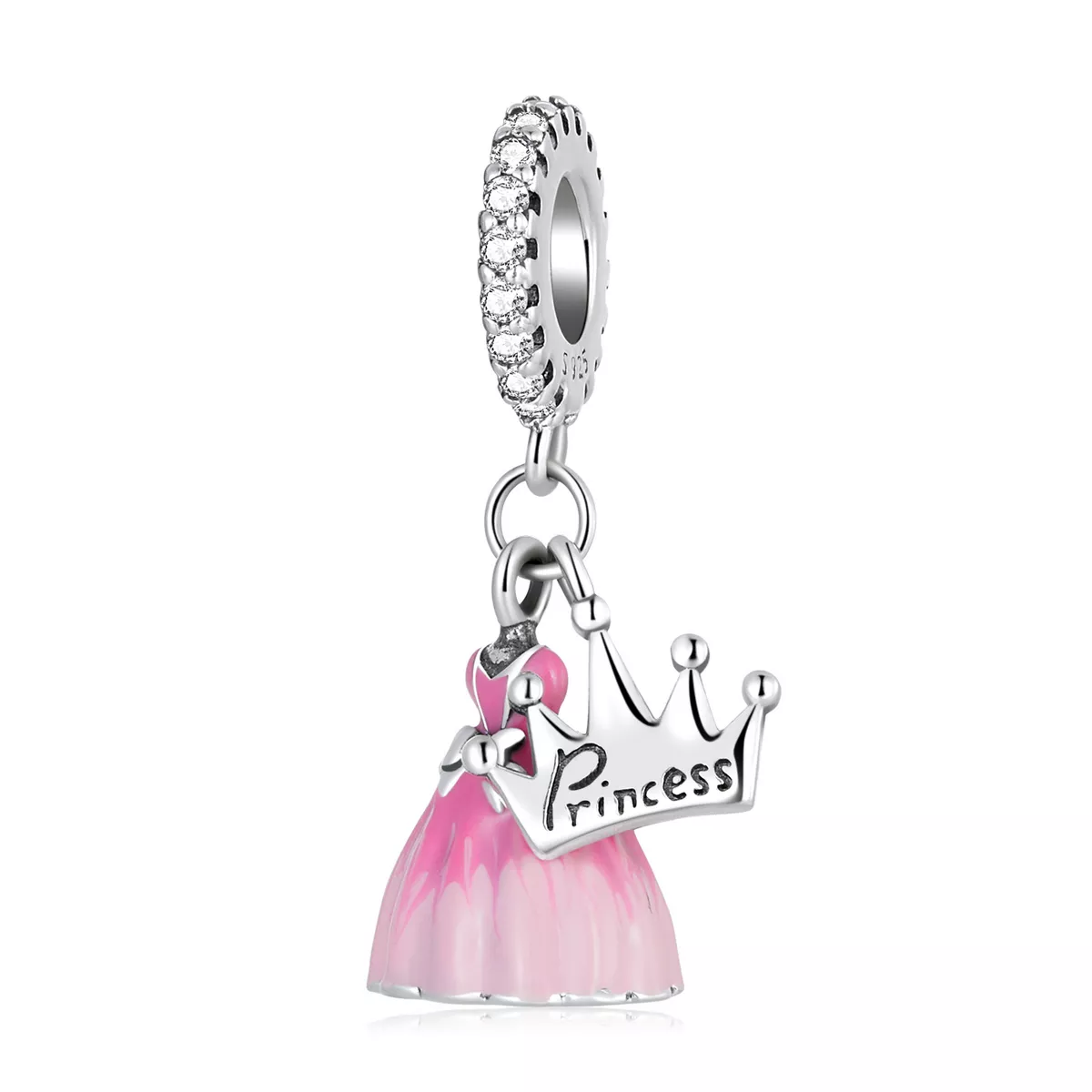pandora estilo vestido de princesa con colgante de corona scc2203