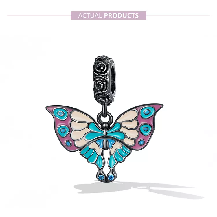(imagen para) Pendiente colgante de estilo Pandora con mariposa artística - SCC2240 - Ver 7