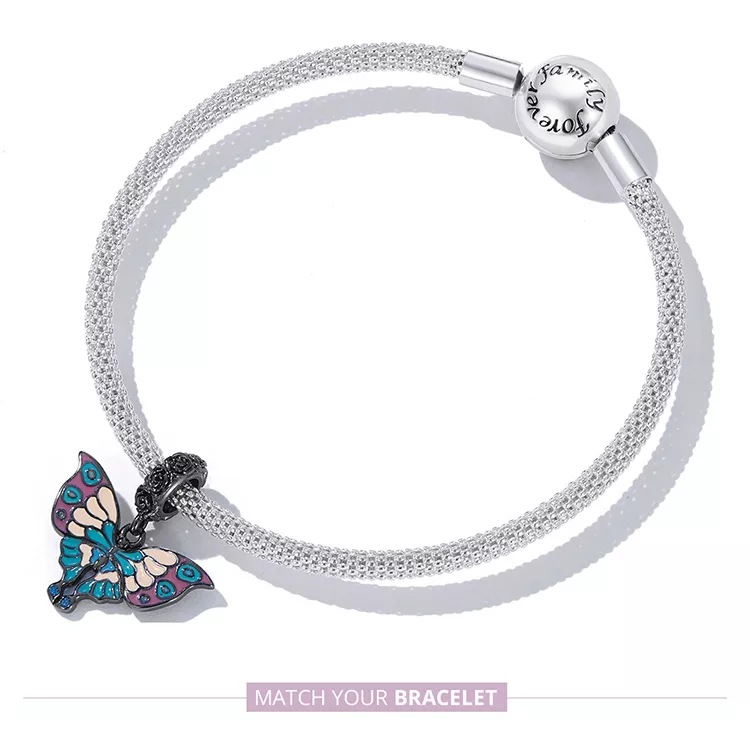 (imagen para) Pendiente colgante de estilo Pandora con mariposa artística - SCC2240 - Ver 8