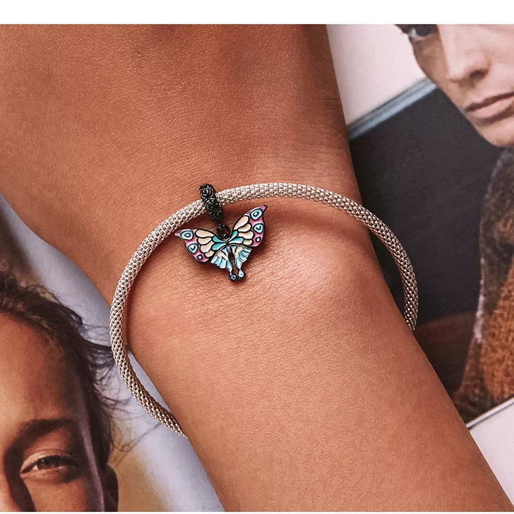 (imagen para) Pendiente colgante de estilo Pandora con mariposa artística - SCC2240 - Ver 9