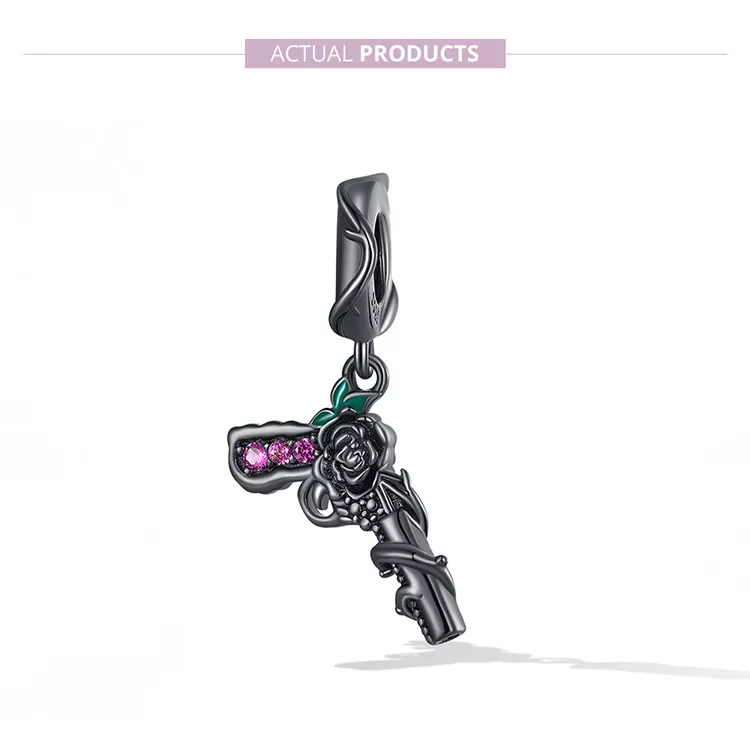 (imagen para) Pendiente colgante estilo Pandora con pistola rosa - SCC2241 - Ver 7