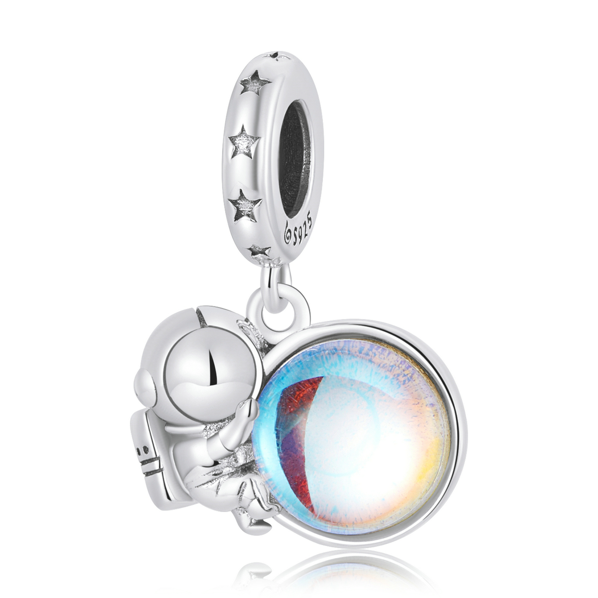 pendiente colgante estilo pandora lunar astronauta bsc581