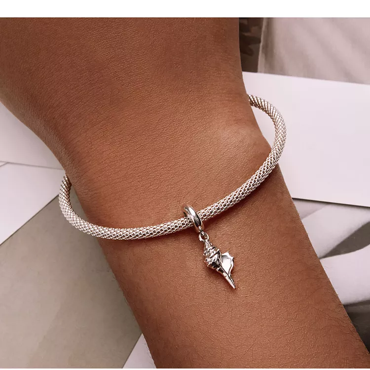 (imagen para) Pendiente de Concha de Plata con Estilo Pandora - SCC2235 - Ver 9