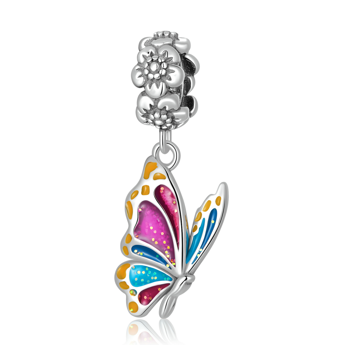 pendiente de mariposa colorida estilo pandora scc2216