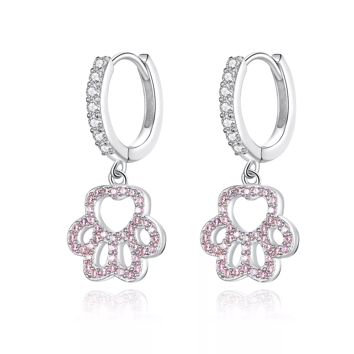 aros de hoop con huella de mascota al estilo pandora sce771