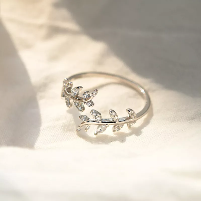 (imagen para) Anillo abierto con delicadas hojas de estilo Pandora - BSR241-A - Ver 3