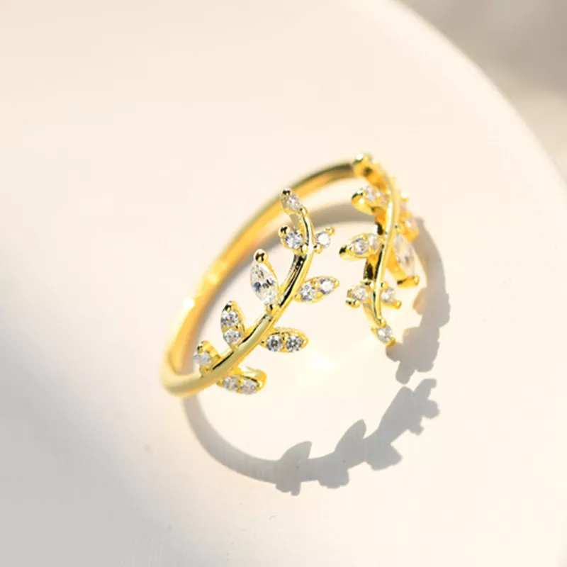 (imagen para) Anillo abierto de hojas delicadas al estilo Pandora - BSR241-B - Ver 3