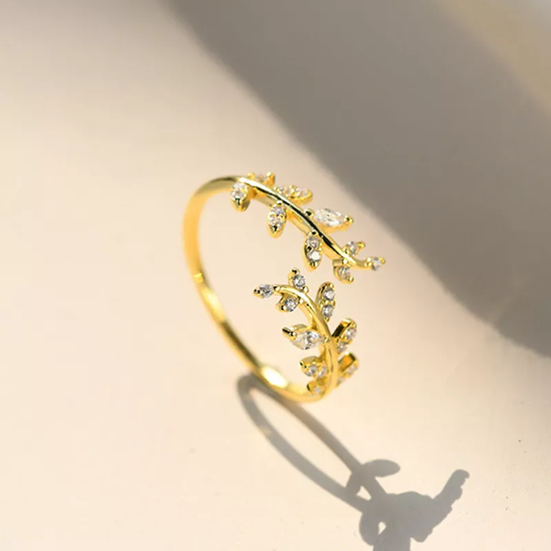 (imagen para) Anillo abierto de hojas delicadas al estilo Pandora - BSR241-B - Ver 4