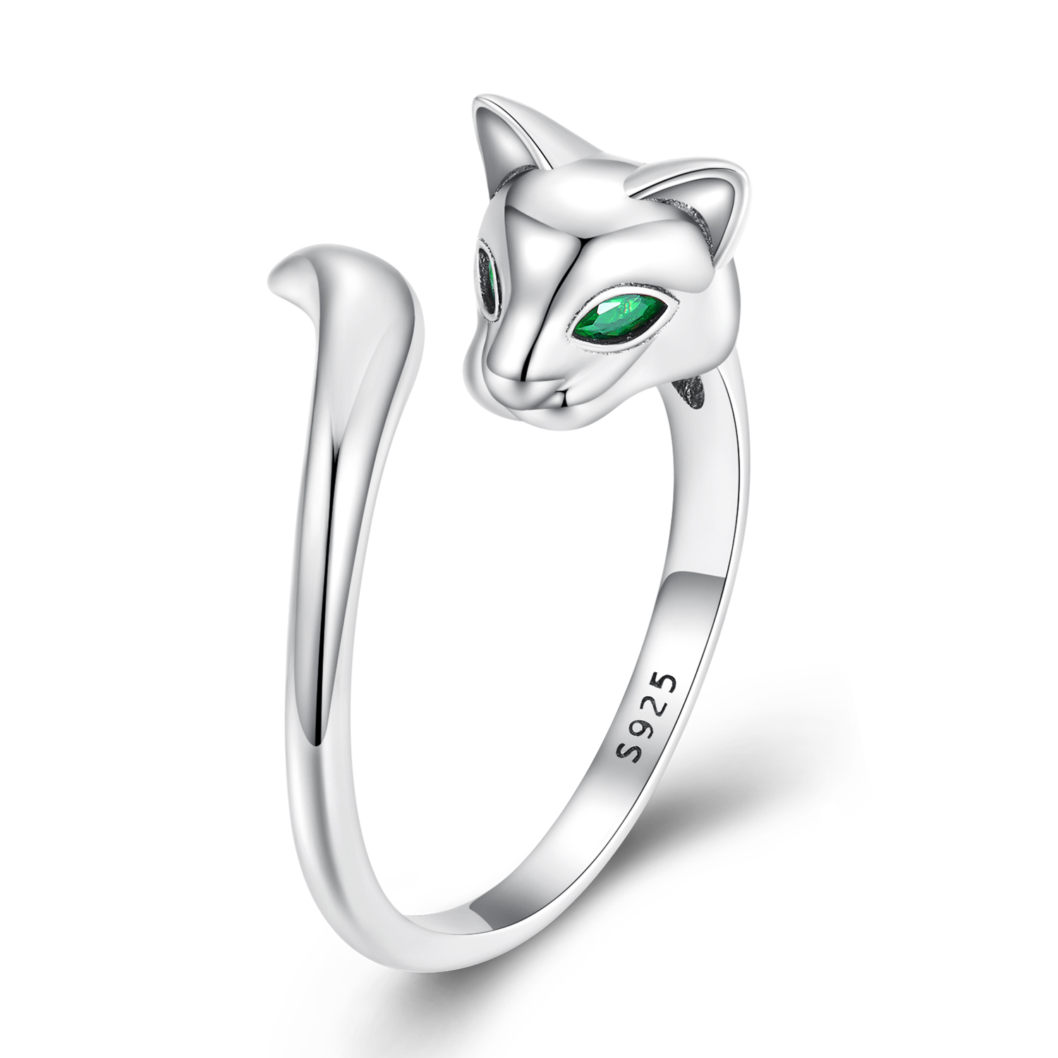 anillo abierto estilo pandora con diseño de zorro bsr313