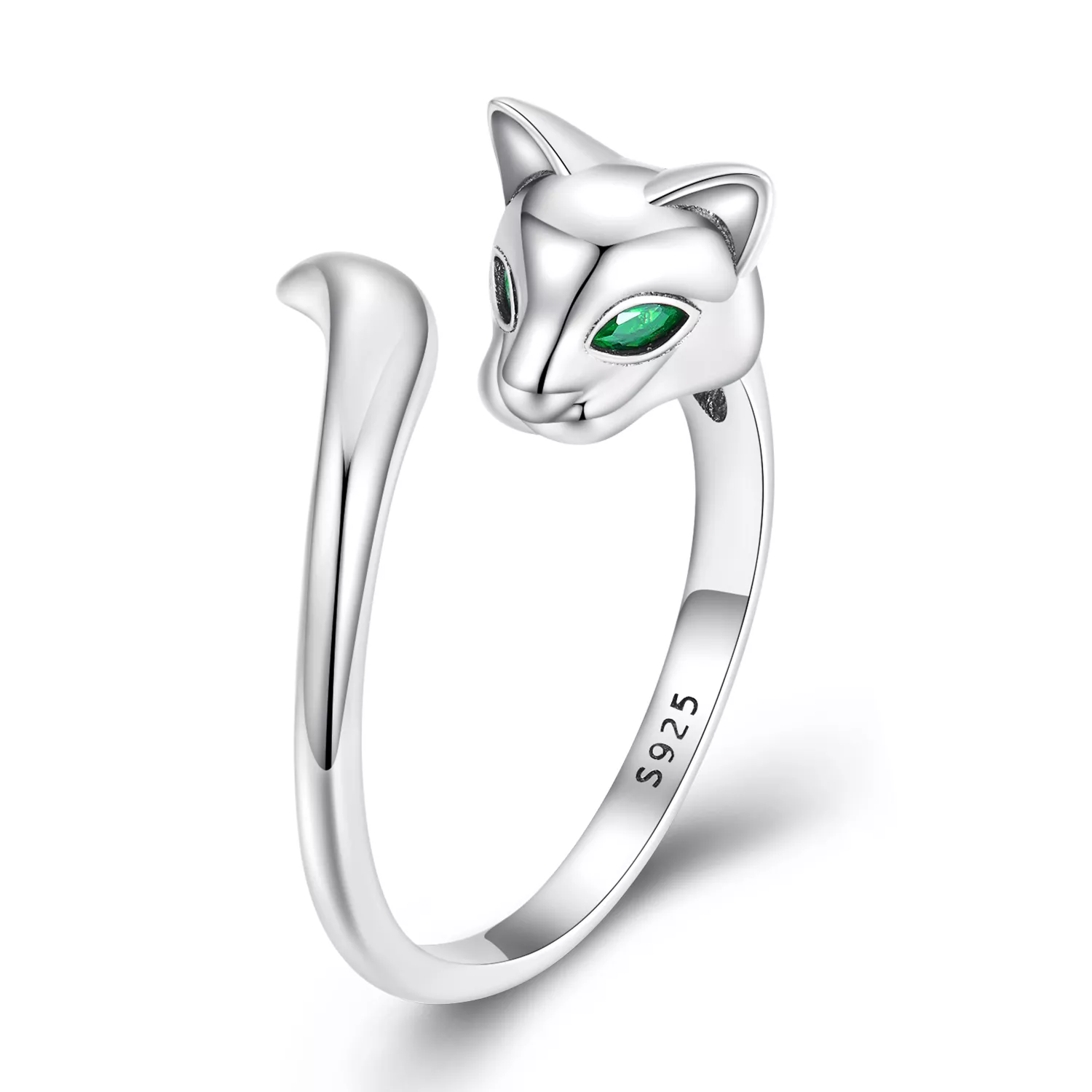 anillo abierto estilo pandora con diseño de zorro bsr313