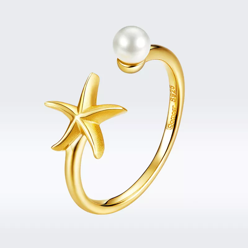(imagen para) Anillo abierto estilo Pandora con estrella de mar para el verano - BSR064 - Ver 2
