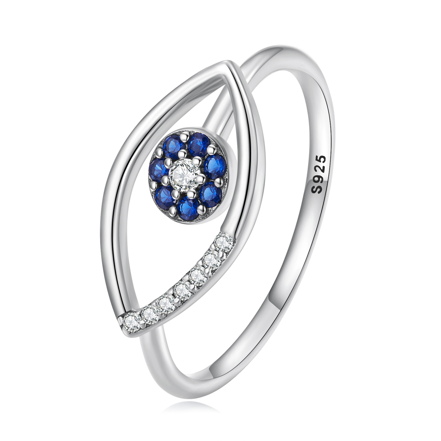 anillo abierto estilo pandora con ojo de diablo scr875