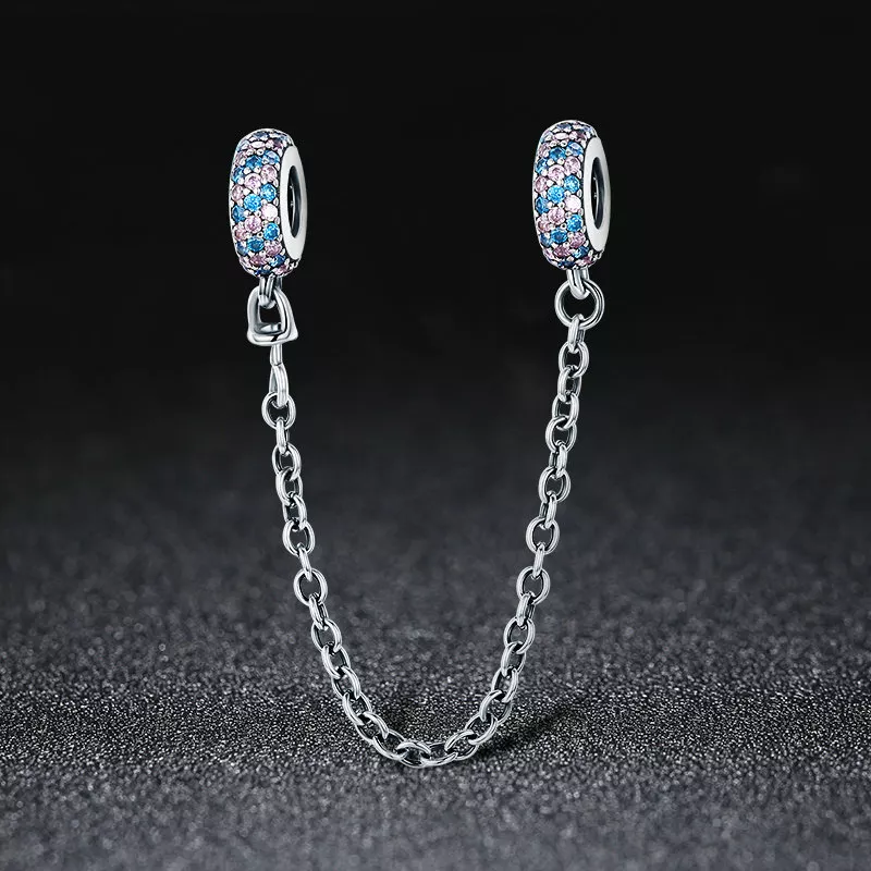 (imagen para) Pandora Estilo Rosa Azul Milagro Cadena de Seguridad - SCC379 - Ver 3