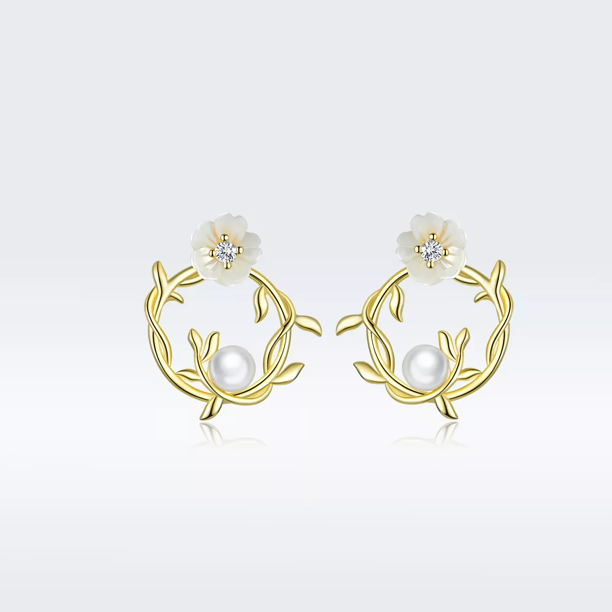 aretes de botón de estilo pandora con flores de verano bse309