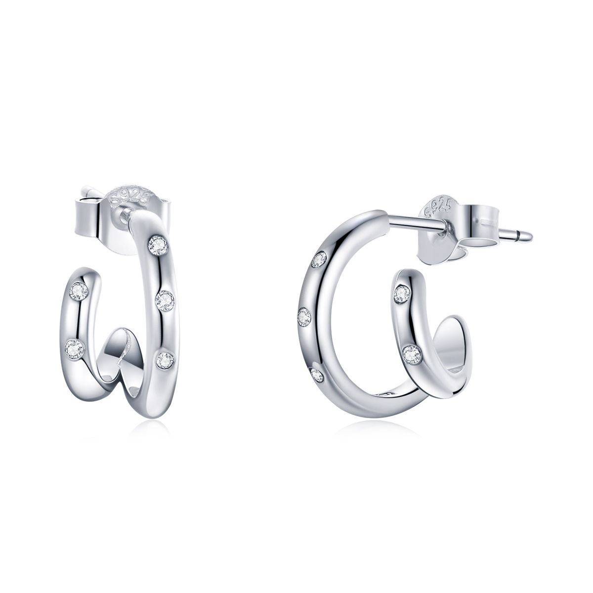 aretes de estilo pandora de doble círculo bse494