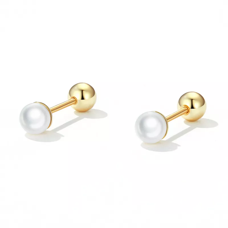 (imagen para) Aretes de perlas estilo Pandora - BSE630-BL - Ver 2